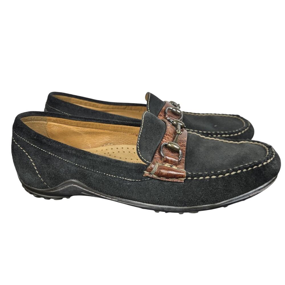 Martin Dingman‎ Driving Loafers Mens 9.5M Black Suede Leather Bit Moc Toe Brazil